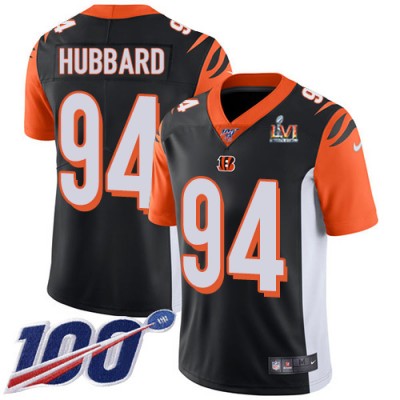 Nike Cincinnati Bengals #94 Sam Hubbard Black Team Color Super Bowl LVI Patch Men's Stitched NFL 100th Season Vapor Limited Jersey